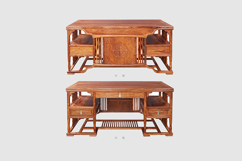 临海中式家居装饰书房桌椅组合家具效果图